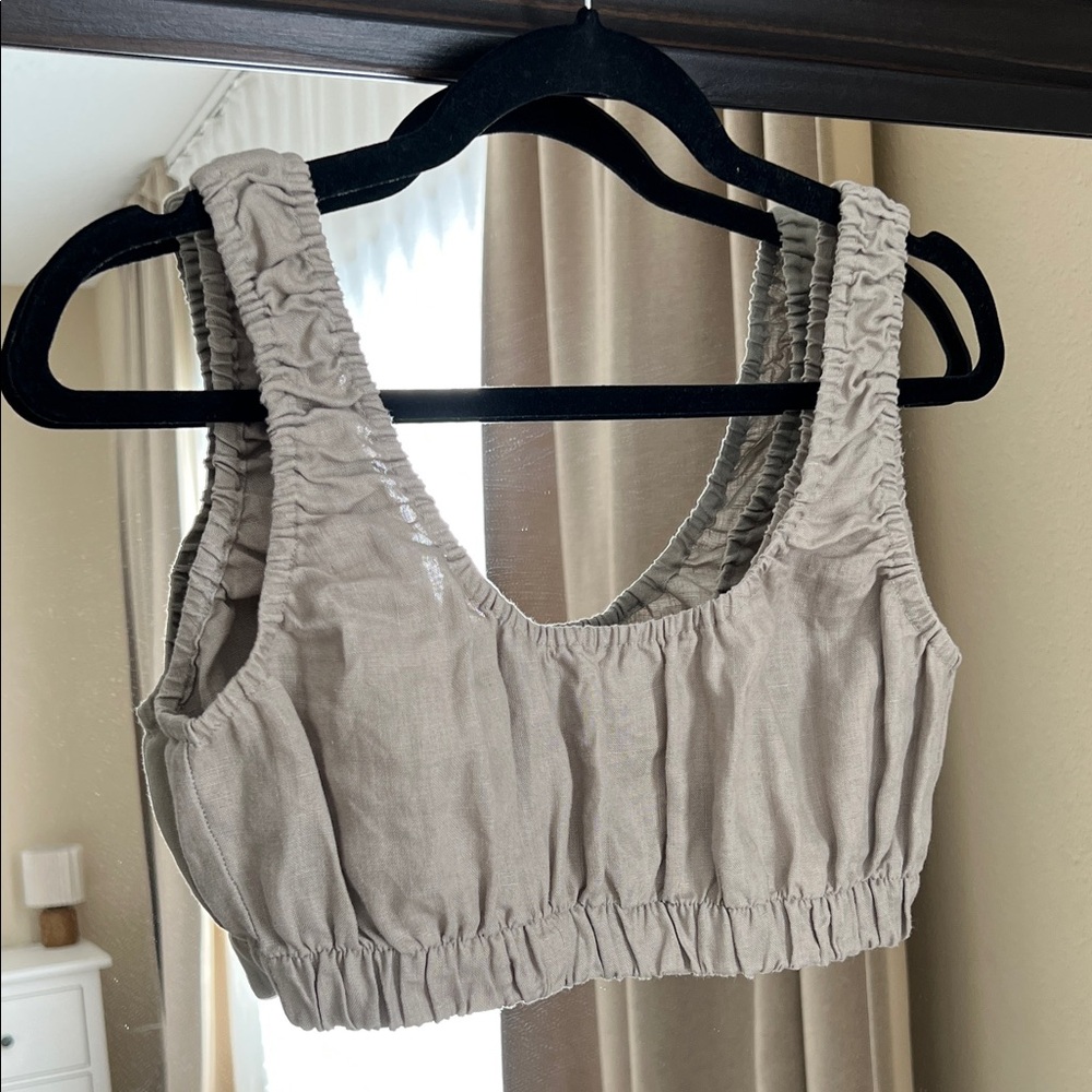 Ozma Sophie Crop, Laundered Linen, Fog
